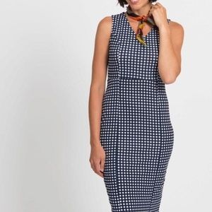 Navy Gingham Pencil Dress